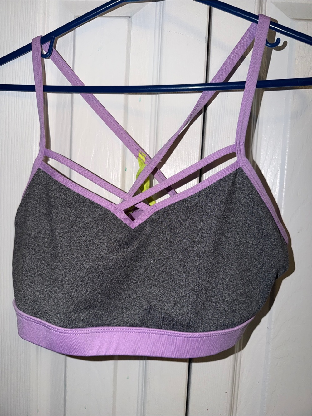 C9 by Champion Gray Sports Bra with Lavender Strappy Trim